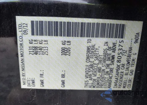 2013 Nissan Maxima 3.5 S from USA, damaged, VIN 1N4AA5AP6DC805375